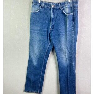 Vintage Levis 547 Jean Men 38 x 32 Straight Leg Orange Tab Whiskering Denim Blue